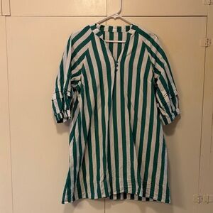 Green and White Striped Mini Dress
